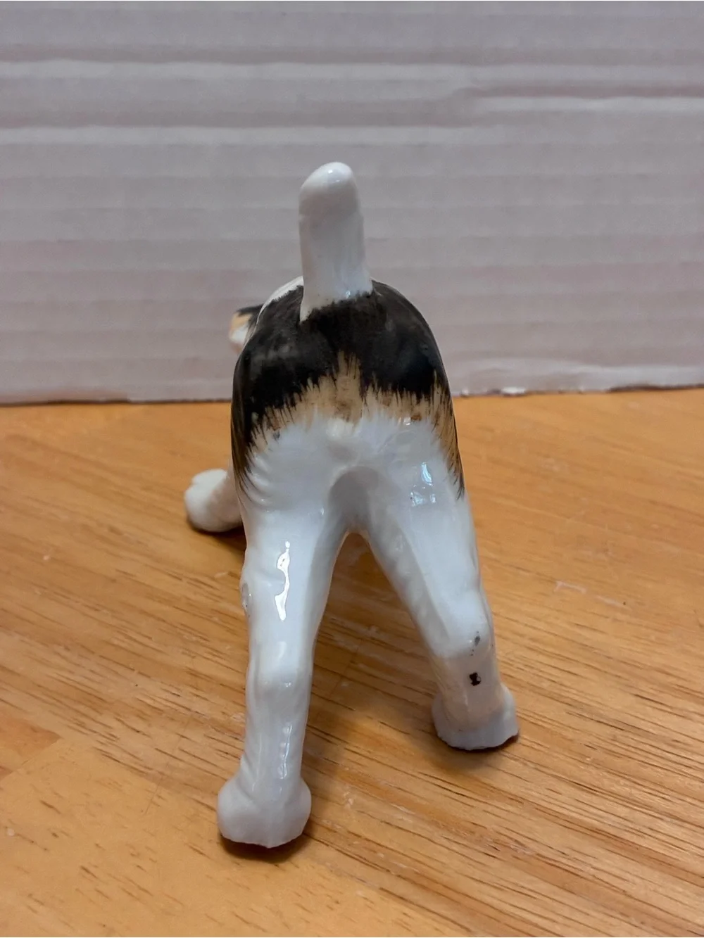 Vintage Fox Terrier Ceramic Figurine - White with Black and Tan Markings - Japan